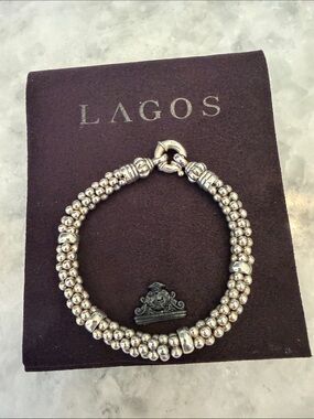 LAGOS Silver Double-Row Beaded Bracelet with Signature Clasp